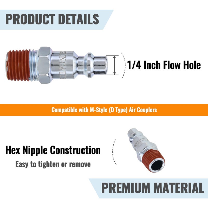 SUNGATOR 25-Pack 1/4 Inch Air Hose Fittings  1/4'' Male NPT Industrial Plugs Kit  1/4 Inch Quick Connect Air Line Hose Fittings  1/4'' Industrial Hose Repair Plugs Kit for Comressor  Auto Shop - Image 3